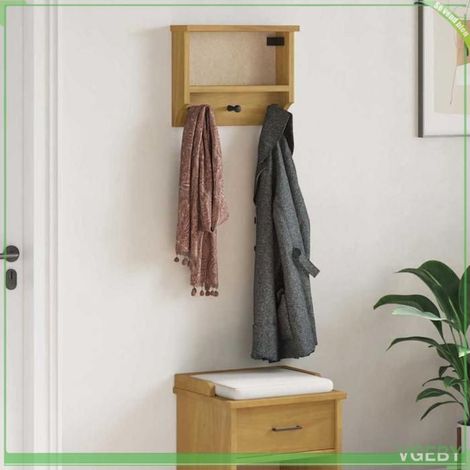 4010452 Porte-manteau mural SANDNES 45x12x35 cm bois massif pin (1/5)