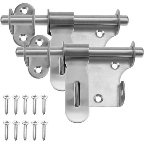 Loquet de porte, lot de 2 loquets pour porte coulissante, crochet de verrouillage en acier inoxydable épais et durable (1/5)