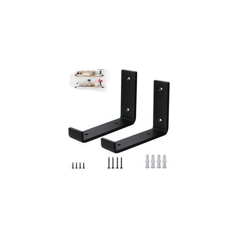 Lot de 2 Equerre Etagere Murale - Supports Muraux en Acier de 5mm d'Épaisseur, Kit d'Équerre Murales de Style Noir 15cm