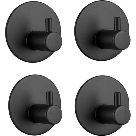 Ganci da parete autoadesivi neri，4 pezzi，ganci da bagno in acciaio inox，ganci appendiabiti autoadesivi，bagni e camere da letto (1/3)