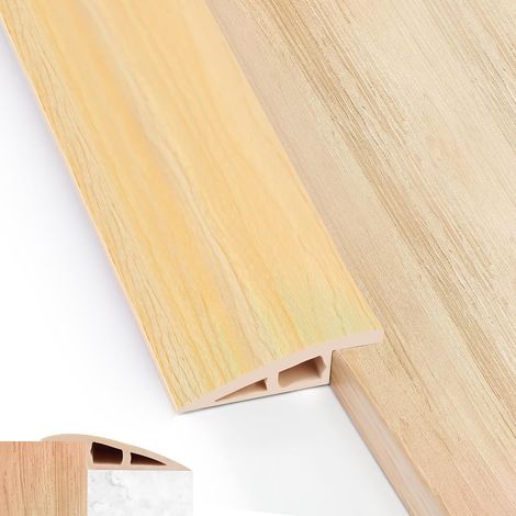 1M Barre de Seuil Adhesive de Porte en PVC, Bandes de Transition Sol  Rampe de Seuil Pente de Seuil, 10mm, pour des Hauteurs de 7-10mm(2PCS,Grain de Bois) (1/5)