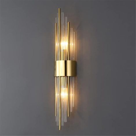 Applique murale moderne or - Luminaire LED luxe pour chambre, hôtel, couloir. Lampe de chevet cristal élégante pour dressing et salle de bain (1/5)