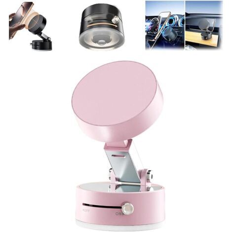 Porte-téléphone à vide magnétique pliable, porte-voiture à ventouse électrique à 360° pour voiture, miroir, salle de sport, cuisine, porte-téléphone portable mains libres (rose)