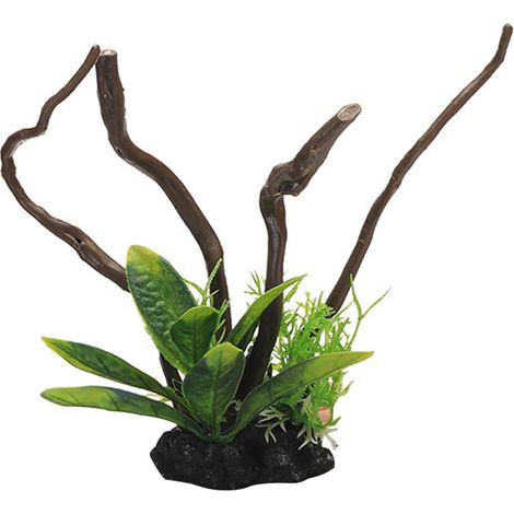 1 plante aquatique artificielle, faux bois massif, racines d'arbres, décoration pour aquarium et bassin à poissons (1/5)