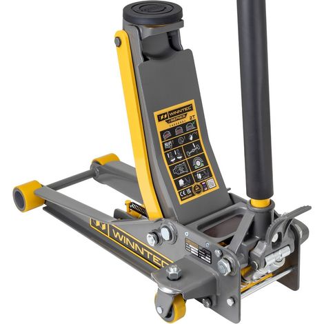 WINNTEC +SERIES 2 Ton Turbo Lifter Low-Profile Trolley Jack - L68.6 x W34.3 x H131 cm