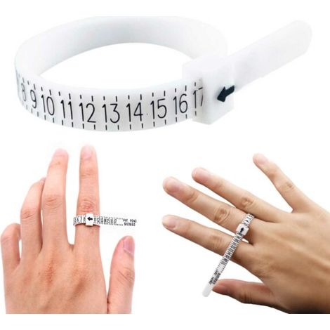 Ringgrößen-Messband – Ringgrößenmesser, Ringgrößenmesser, Ringgrößenmesser für Finger, weiß