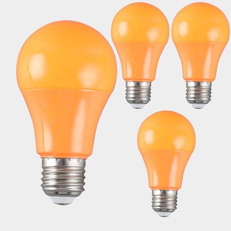 4er-Pack 9-W-A19-LED-Lampen (entspricht 60 W), für Verandabeleuchtung, Partydekoration, Bars und Wohnraumbeleuchtung, E27-Sockel, nicht dimmbar, orange