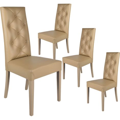 TREVI - Lot de 4 Chaises Simili Taupe et Pieds Laqués (1/2)