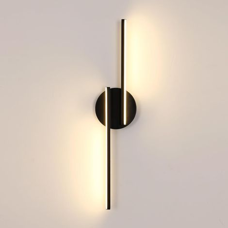 COMELY Applique Murale Interna LED, Lampada da Parete Moderna 16W per Camera, 55CM, Luminare da Parete in Acrilico per Cucina, Soggiorno, Corridoio, Scala - Nero - Luce Bianca Calda 3000K (1/5)