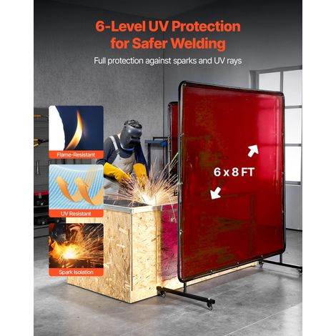 Rideau de Soudage Lot de 2 Écran de Soudage Vinyle Ignifuge 1,74 x 2,34 m Écran de Protection Soudure Portable avec Protection UV 6… (1/5)