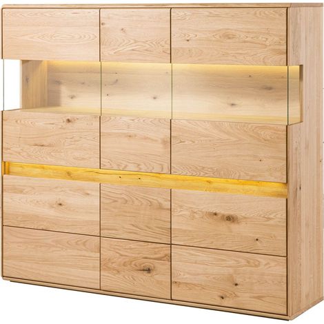 Highboard Wildeiche inkl. LED 163x43,5x152 natur geölt CARDIFF 122