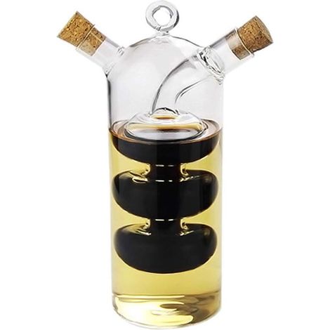Botellas dispensadoras de aceite de oliva y vinagre, 2 en 1, de doble vidrio transparente para recipientes de cocina (1/5)