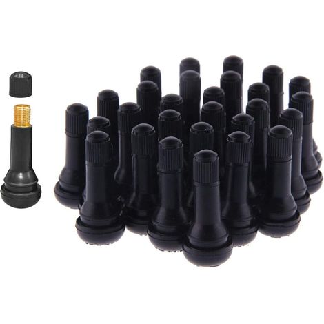 Valve Cap Tubeless - TR414 - 40 Pièces - Pour Jantes Automobile Moto VTT - En Caoutchouc Noir (1/5)