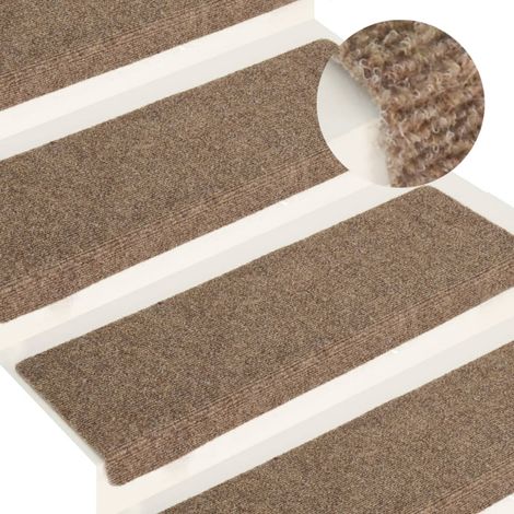 Tapis d'escalier 15 pcs,Marchettes d'escalier,Protections d'escalier Tissu aiguilleté 65x21x4 cm Crème DVNEI467285 (1/5)