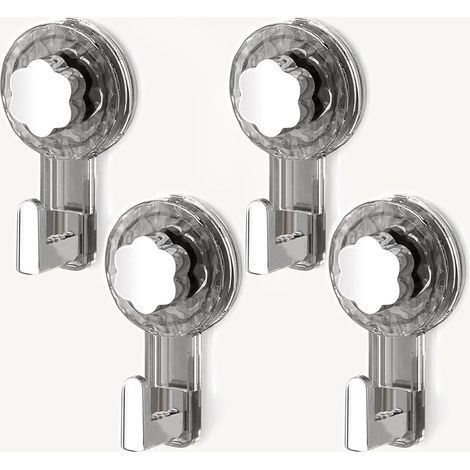 Crochet Ventouse Salle De Bain, Porte Accroche Serviette Ventouse Sans Percage, Crochet Mural Sxtra Forte Suction Hooks pour Douche Cuisine Torchon Toilette (Gray+Silver, 11.26.24.3cm4) (1/5)