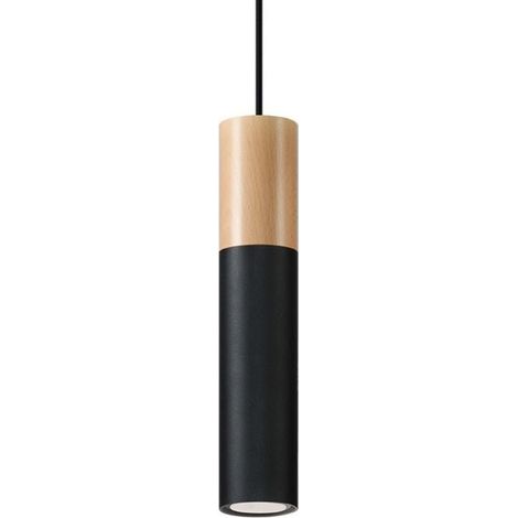 Suspension Lampe Bois Noire pour Ampoule GU10 - SILUMEN (1/4)