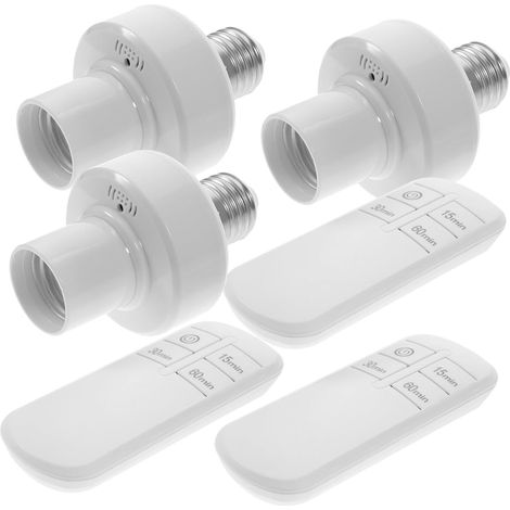 3 pièces Douilles avec Télécommande sans Fil Support Ampoule avec Minuterie Interrupteur Lumière à Distance pour Éclairage Intérieur Portée Jusqu