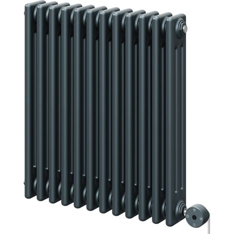 Colosseum Anthracite 600mm x 554mm Horizontal Digital Thermostatic Electric Triple Column Radiator (1/5)