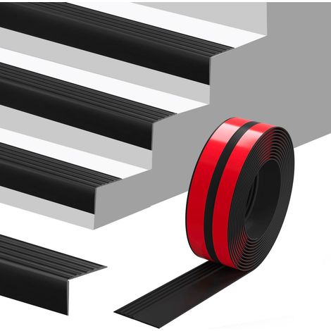 Garde d'auto-adhésif en caoutchouc, protecteur de bord d'escalier en vinyle pour une utilisation extérieure et intérieure, bord de l'escalier 3m (1/5)
