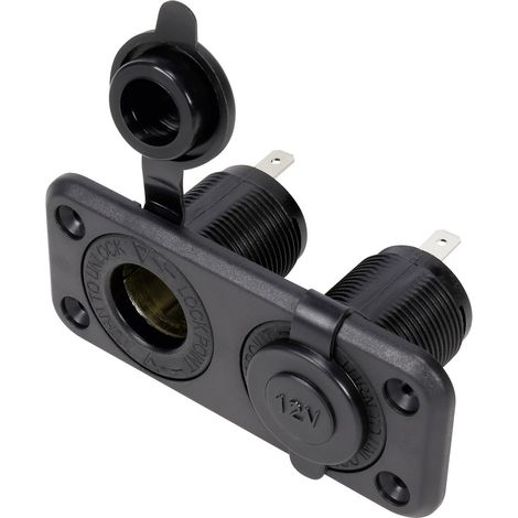 TRU COMPONENTS Dual-Kfz-Einbaubuchse mit Schutzkappe Belastbarkeit Strom max.=20 A   12 V/DC