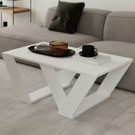 Table basse blanche design - base avec pieds en W MARFA (1/4)