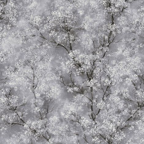 Blumen Tapete Profhome 374201 Vliestapete glatt mit floralen Ornamenten glitzernd grau schwarz weiß 5,33 m2