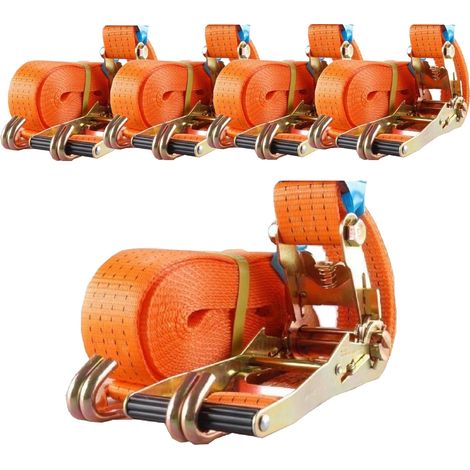 5x Profi Ratschen Spanngurt Spanngurte Zurrgurt 2-tlg 8m 4t 4to 4000kg TÜV/GS ORANGE (1/3)