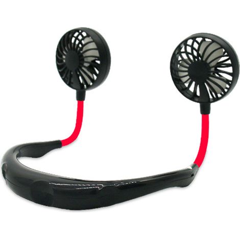 Ventilateur Col - Double Flux D'air - Réchargeable USB - Ajustable 360° - Pour Extérieur Jardin Cyclisme Randonnée - 1 Pièce (1/5)