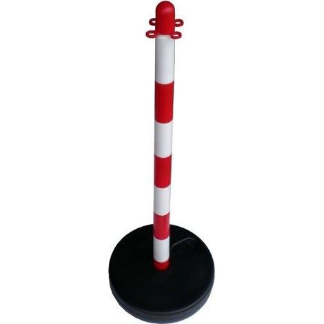 PALO SEGNALETICO BIANCO E ROSSO CON BASE