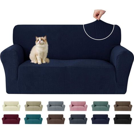 1 Housse Canapé 2 Places, Universelle, Protection Anti-Rayures, Polyester Élastique, Pour Salon Avec Enfants Et Animaux (1/5)
