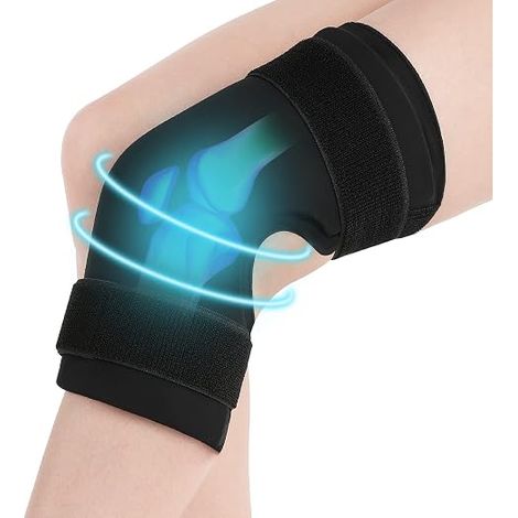 Genouillère pour thérapie froide et chaude, réutilisable, blessures, douleurs au genou, entorses, arthrose, ménisque + genouillère élastique en silicone avec aimants, compression (1/5)