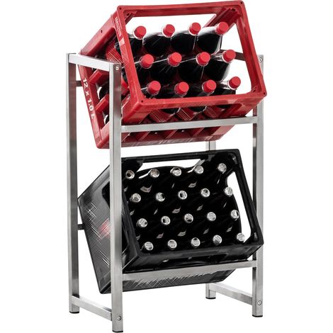 Etagère à bouteilles Lennert pour 2 caisses Acier inoxydable (1/5)