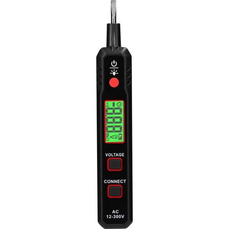 Stylo testeur électrique avec écran LCD, testeur de tension AC12-300V, détecteur de phase/neutre, localisateur de coupures de câbles, lampe torche et alarme sonore. (1/5)