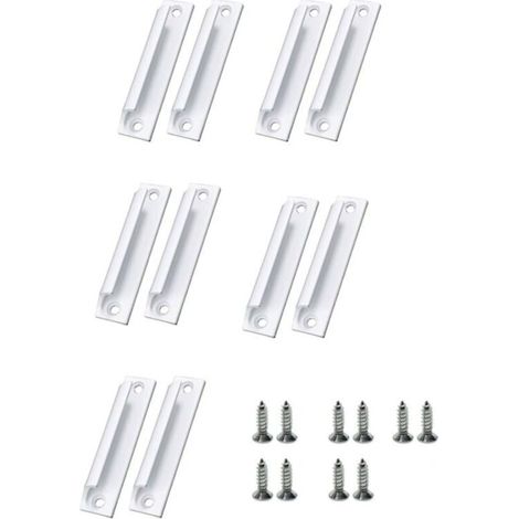 10 piècesPoignée de porte en alliage d'aluminium pour moustiquaireBlanche (1/5)