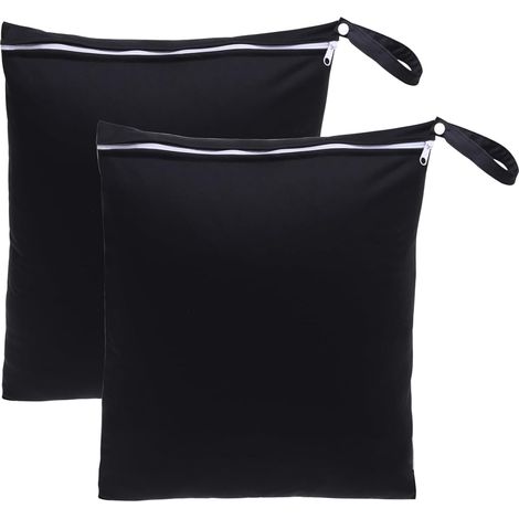 Set of 2 Wet Laundry Bags, 40 x 30cm Wet Dry Bag with Zipper, Reusable Storage Bag, Washable Waterproof Dirty Laundry Bag, for Swimming, Travel, Gym (1/5)