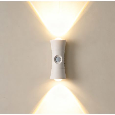 Applique Murale LED Sans Fil Rechargeable avec Détecteur de Mouvement - Fixation Magnétique, Éclairage Haut/Bas 3 Températures de Couleur pour Chambre, Couloir & Escalier - Blanc (1/5)