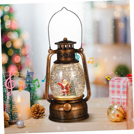Boule à Neige De Noël Lumineuse avec Père Noël Et Sapin Fonction Musicale Décoration De Table pour Fêtes Alimentation USB Piles (1/5)