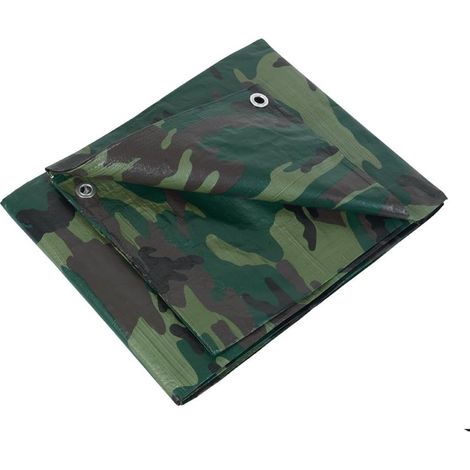 1 Bâche Camouflage 1,8x3m Œillets Aluminium 25,4cm Mailles Polyéthylène Anti-UV Extérieur