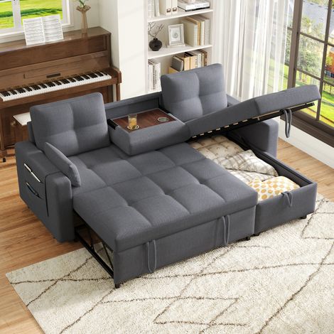 Sofá sofá cama modular con almacenaje gris OKMYHOME (1/5)
