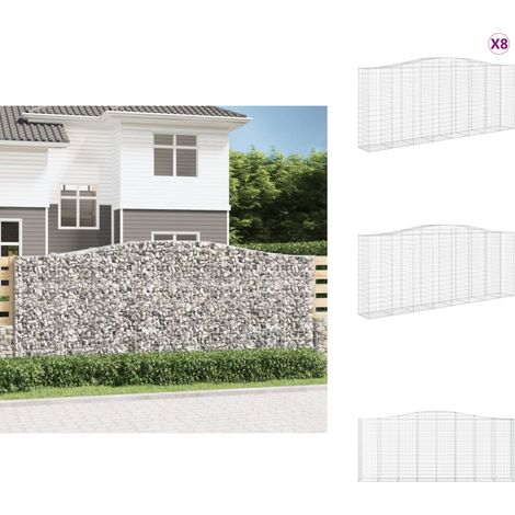 Paniers à gabions arqués 8 pcs 400x50x160/180 cm fer galvanisé vidaXL (1/5)