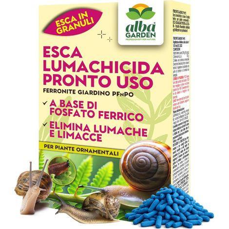 Esca Pronto Uso per Lumache e Limacce a base di Fosfato Ferrico in Pellet Elimina Molluschi, Lumache e Limacce, Resistente alla Pioggia, PFnPO 200 g