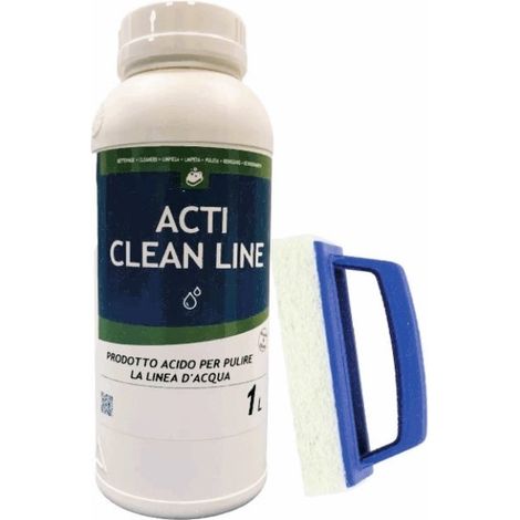 Kit Pulizia Linea di Galleggiamento Piscina Professionale - Detergente Liquido Clean Line da 1 LT + Spazzola - Prodotto Chimico per Piscina