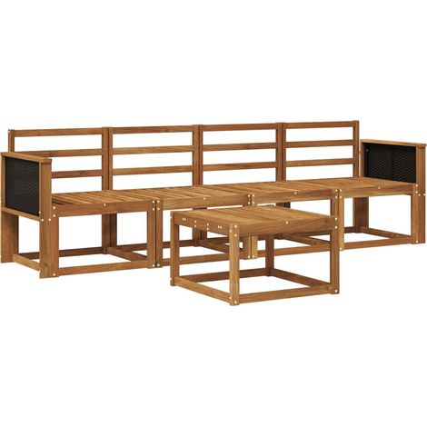 Set di divani da esterno 4 pz Naturale Legno di Acacia Massello vidaXL (1/5)