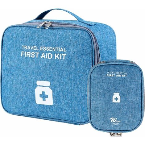 Botiquín de primeros auxilios vacío, bolsa médica portátil de emergencia, caja de almacenamiento para coche, oficina, senderismo, deportes y hogar (azul, 2 piezas) (1/5)