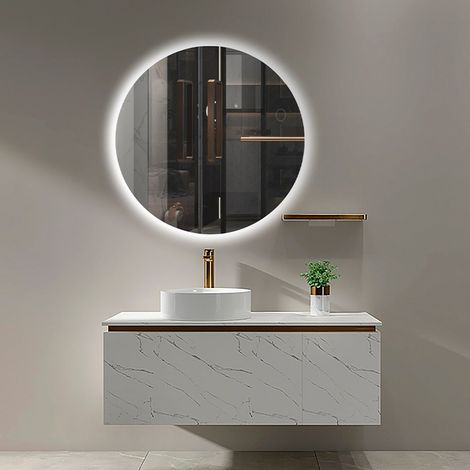 Espejo de baño redondo retroiluminado luz fría Modelo OPORTO Ø80