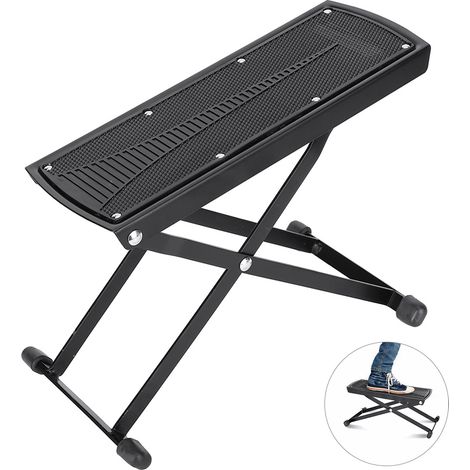 Repose-pieds de guitare portable classique multibloc réglable et support pour pédale (noir) (1/5)