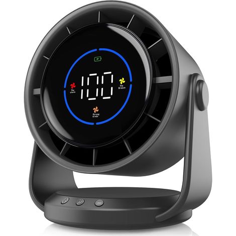 1 Ventilateur de table, 100 vitesses, affichage numérique, inclinaison 105°, batterie 4000mAh, pour maison, bureau, voyage (1/5)