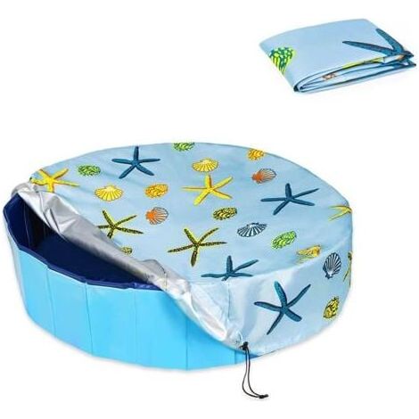Housse de piscine ronde pliable pour chien 16020cm revêtement en PVC imperméable et protection UV, étanche, lavable, accessoires de bain pour enfants (1/4)