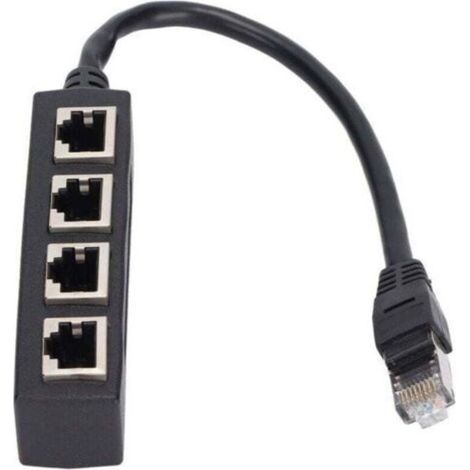 Adaptateur répartiteur RJ45 1 à 4 ports Transmission fluide Excellente connexion Adaptateur de cble réseau (1/4)