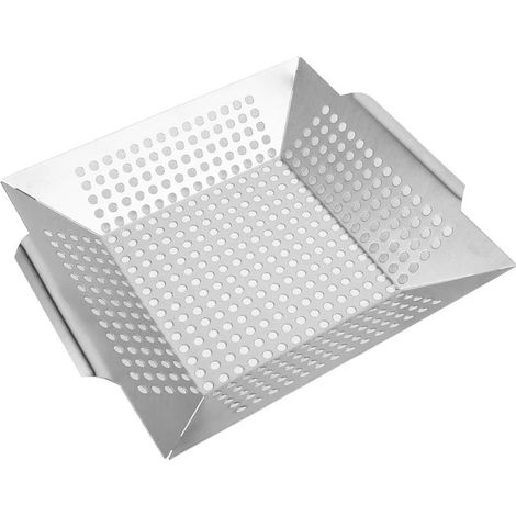 Grille carrée en acier inoxydable avec panier perforé, outil de cuisson (1/5)